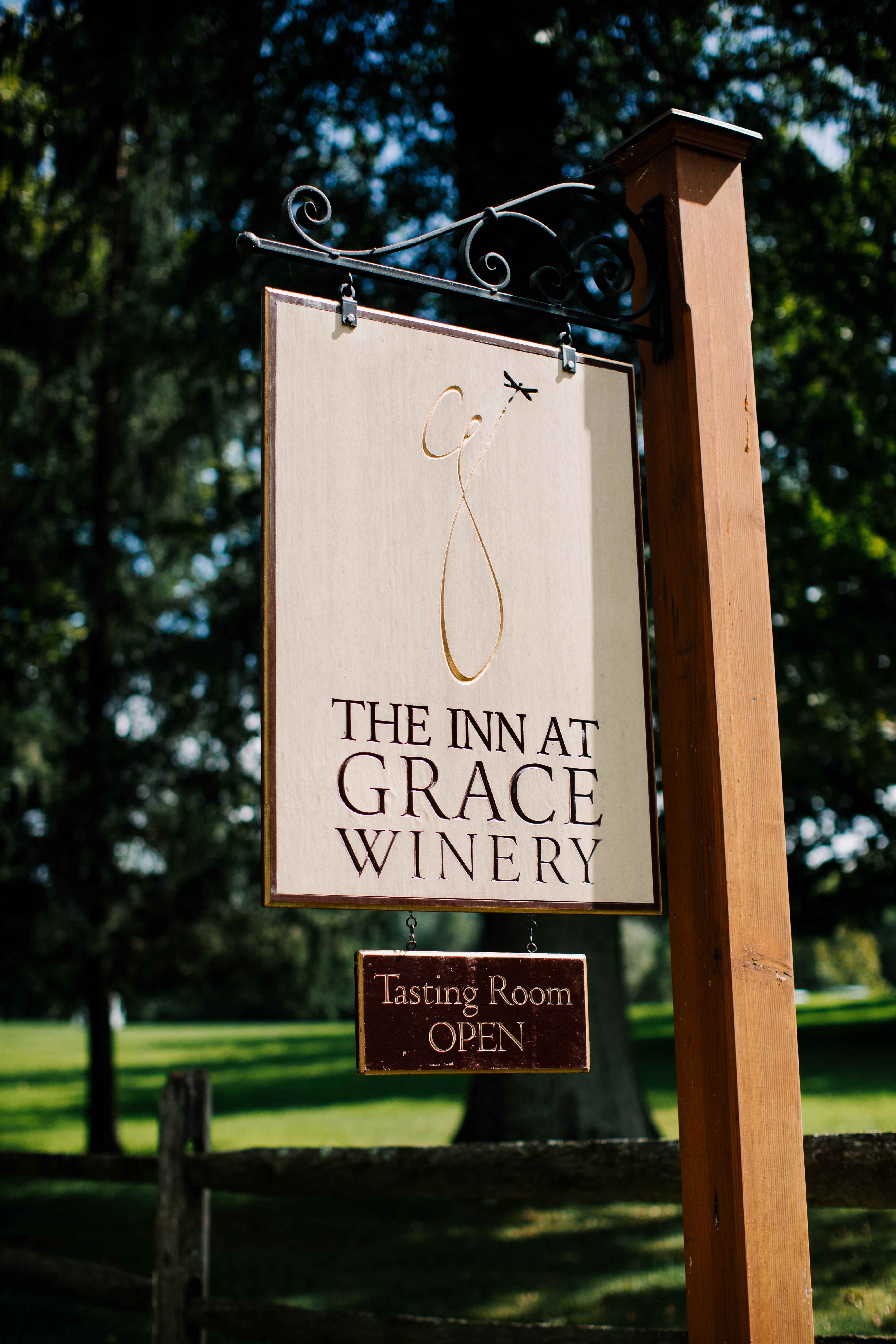 The signage for The Inn at Grace Winery